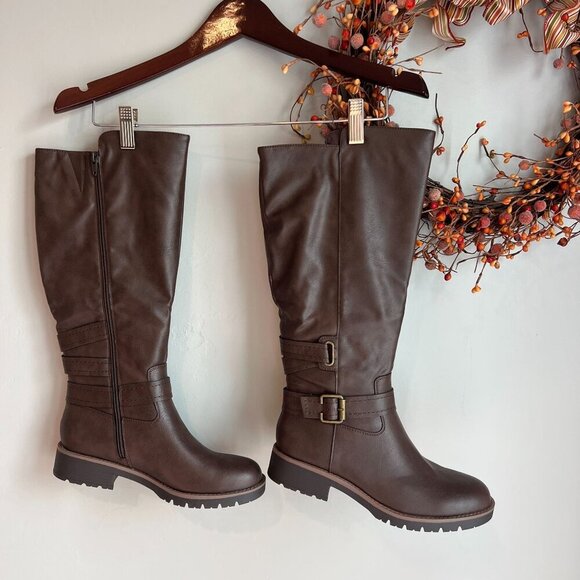 Sun + Stone Blakelyy Womens Buckle Knee-High Boots Sz 10M in Chocolate Brown - Picture 6 of 9